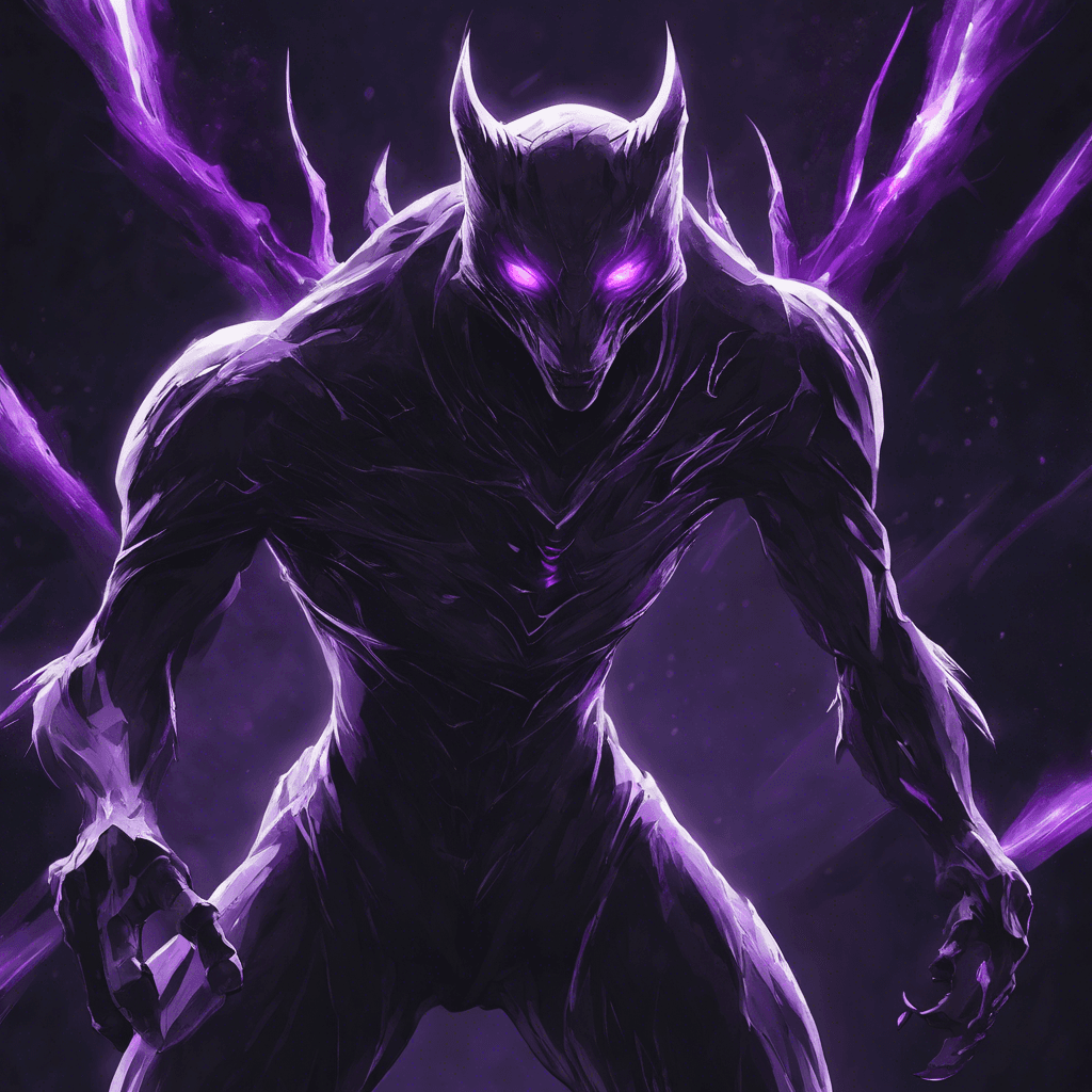 A sleek, shadowy figure with glowing purple eyes and razor-sharp claws. Its body seems to blend seamlessly into the darkness of space, making it difficult to spot until it's too late. It moves with uncanny speed and agility, striking fear into the hearts of all who encounter it.