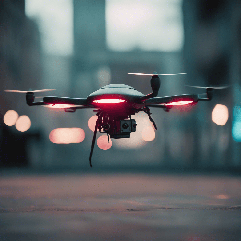 The Spectral Drone is a sleek, metallic drone with a ghostly, translucent appearance. It hovers silently in the air, emitting an eerie, otherworldly hum. Its sensors glow with an unsettling red light, scanning its surroundings with an almost sentient intelligence.