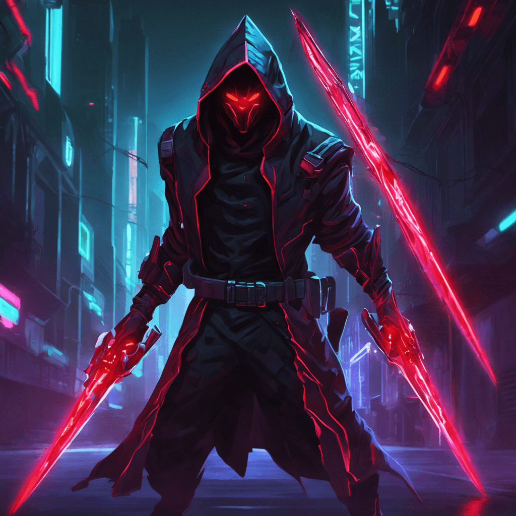 The Neon Shadow Assassin is a cybernetically enhanced enemy, cloaked in darkness and equipped with razor-sharp neon blades. Its eyes glow with a menacing red light, reflecting the danger it poses. This agile and deadly foe strikes swiftly and silently, leaving no trace behind.