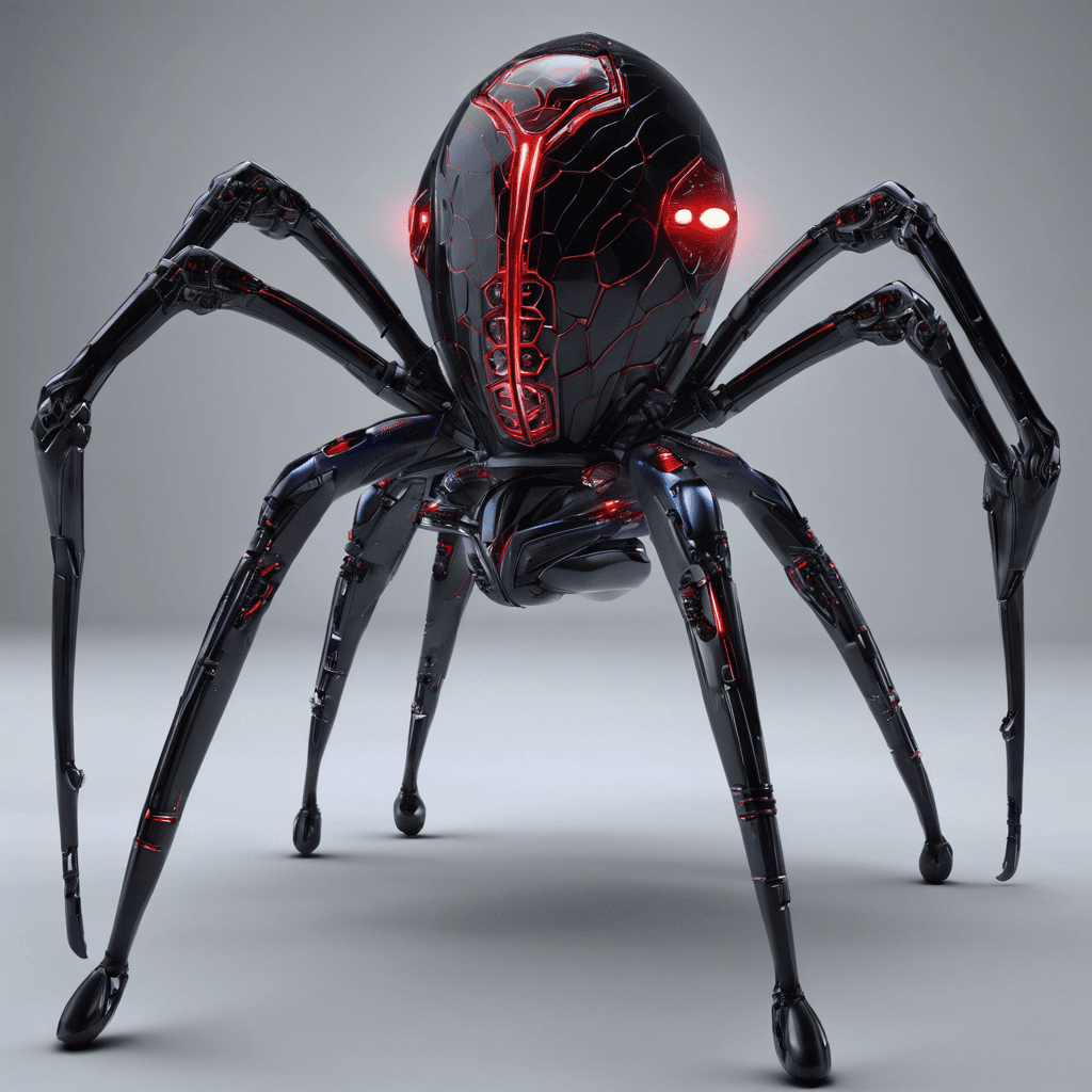 The Xenodrone is a robotic entity with a sleek, metallic body adorned with glowing blue circuit patterns. Its four spider-like legs allow it to move swiftly and silently across any terrain. Its red optic sensors scan its surroundings with precision, ready to eliminate any intruders in its path.