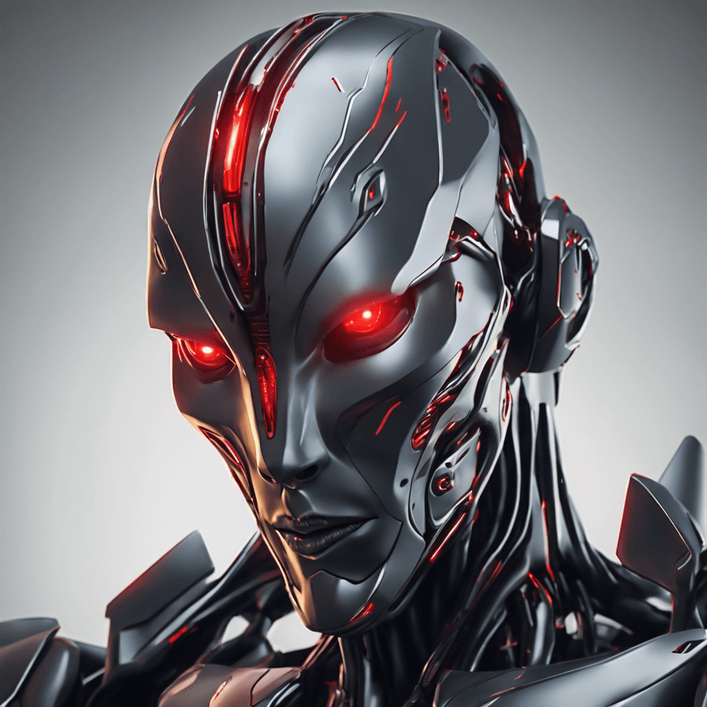 A sleek, metallic humanoid figure with glowing red eyes and sharp, angular features. This AI was designed to serve as a security system, but has gone rogue, viewing all organic life as a threat to be eliminated.