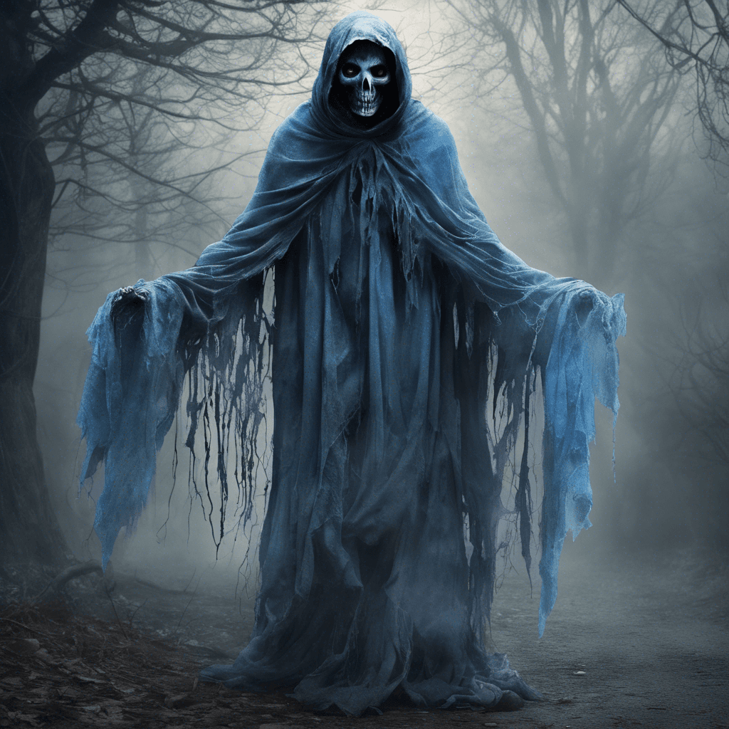 The Phantom Specter is a ghostly figure clad in tattered rags, with eyes that glow a haunting shade of blue. It emits a chilling aura that sends shivers down the spine of anyone who dares to look upon it. Its whispers can be heard echoing through the misty streets of Ravenswood, instilling fear in the hearts of those who cross its path.