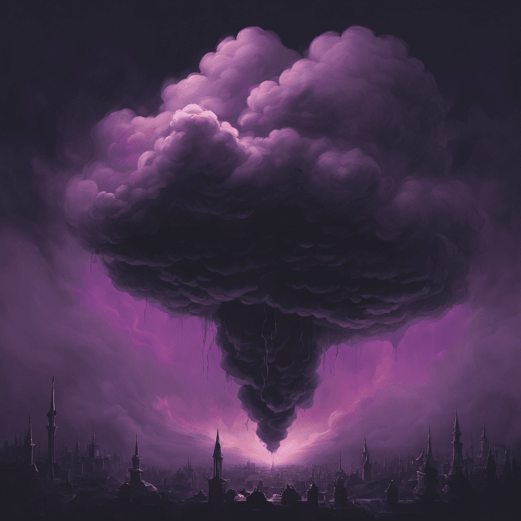 A hovering cloud of darkness, its form is both insubstantial and chilling, with small flickers of purple light within like malevolent eyes.