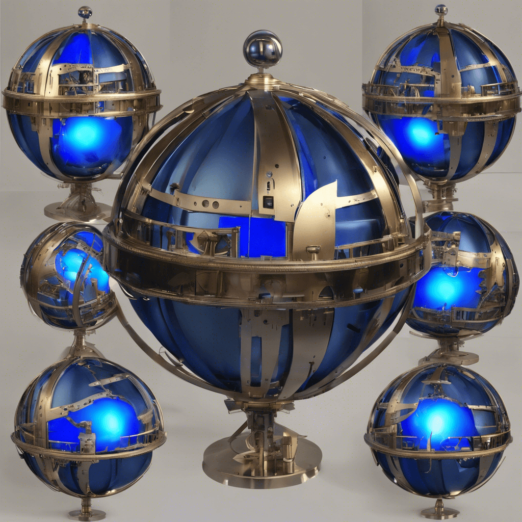 A spherical automaton with a metallic surface, inset with glowing blue panels and tendrils of electricity arcing between rotating segments.