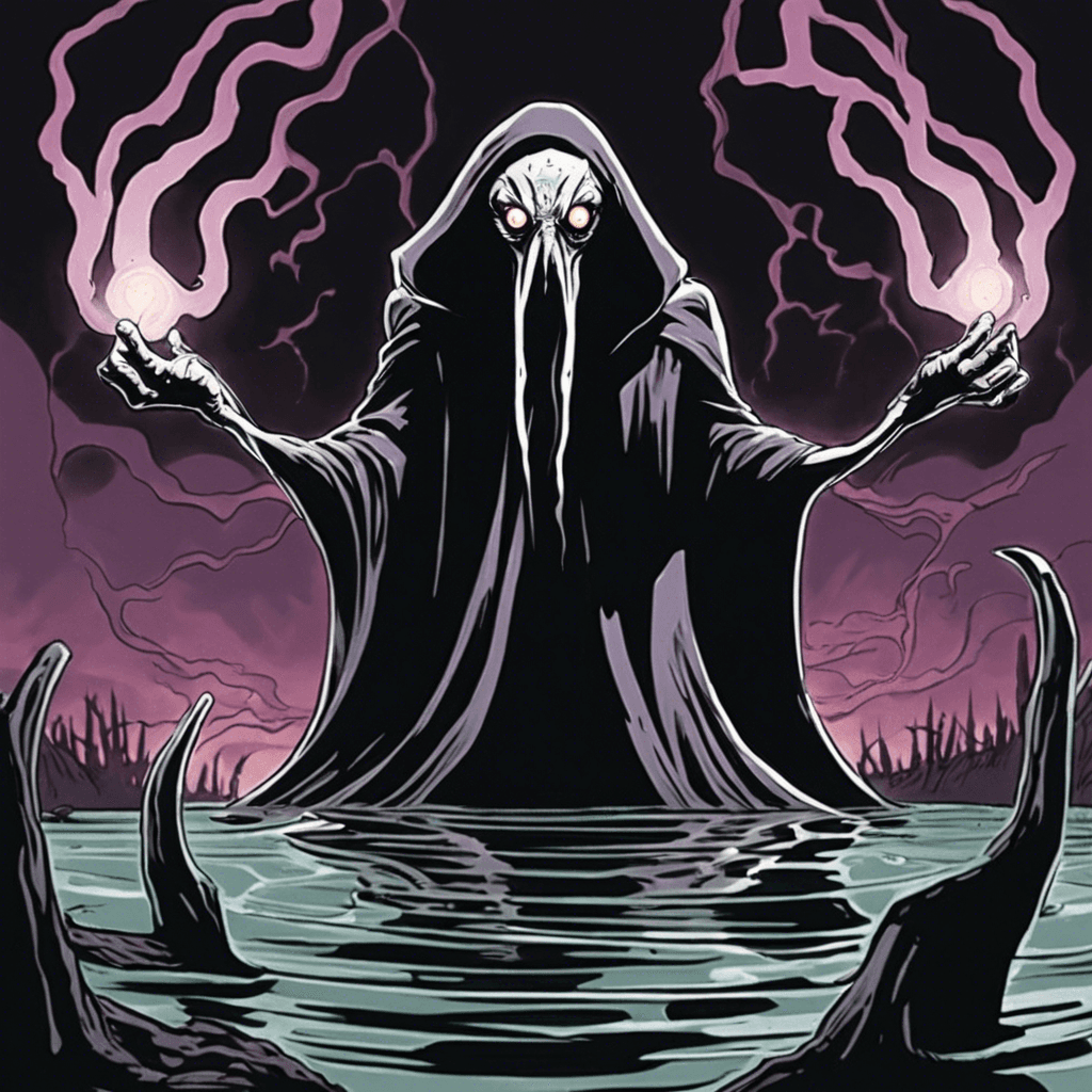 The Mindflayer is a powerful telepathic villain with a menacing presence. Dressed in a dark cloak that seems to shift and ripple like the surface of a disturbed pond, its eyes glow with a malevolent intelligence. It can manipulate thoughts and emotions with its psychic abilities, leaving its victims in a state of confusion and fear.