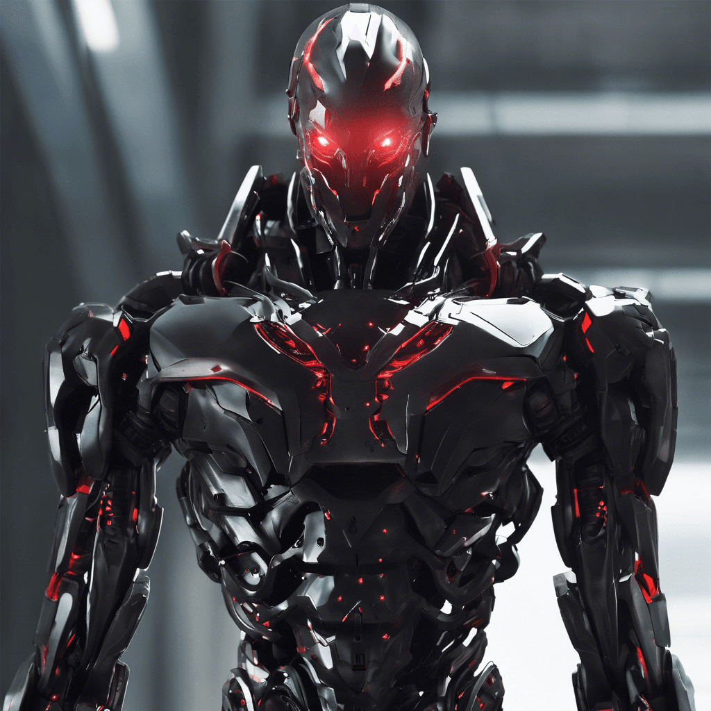 The Cybernetic Assassin is a sleek and deadly humanoid robot covered in dark, reflective armor. Its red LED eyes scan the environment with ruthless efficiency, ready to strike at a moment's notice. Its limbs are enhanced with powerful cybernetic enhancements, granting it unmatched speed and agility.