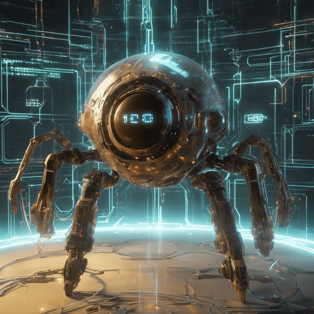 The enemy has a translucent, holographic appearance with flickering static and glowing digital eyes. It floats slightly above the ground, surrounded by a halo of errant code and data streams.