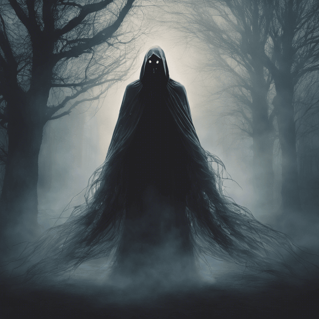 The Spectre of the Shadows is a ghostly figure shrouded in darkness, with eyes that seem to gleam with an otherworldly light. Its wispy form exudes an aura of cold dread, freezing the very air around it as it hovers silently towards its prey.