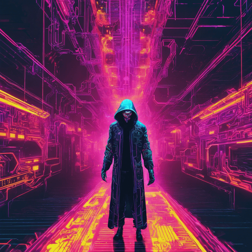 The Neon Hacker is a sinister figure cloaked in shadows, with glowing neon circuit patterns etched into their cybernetic enhancements. They wield a holographic interface that allows them to manipulate technology with a mere gesture, posing a serious threat to anyone who crosses their path.