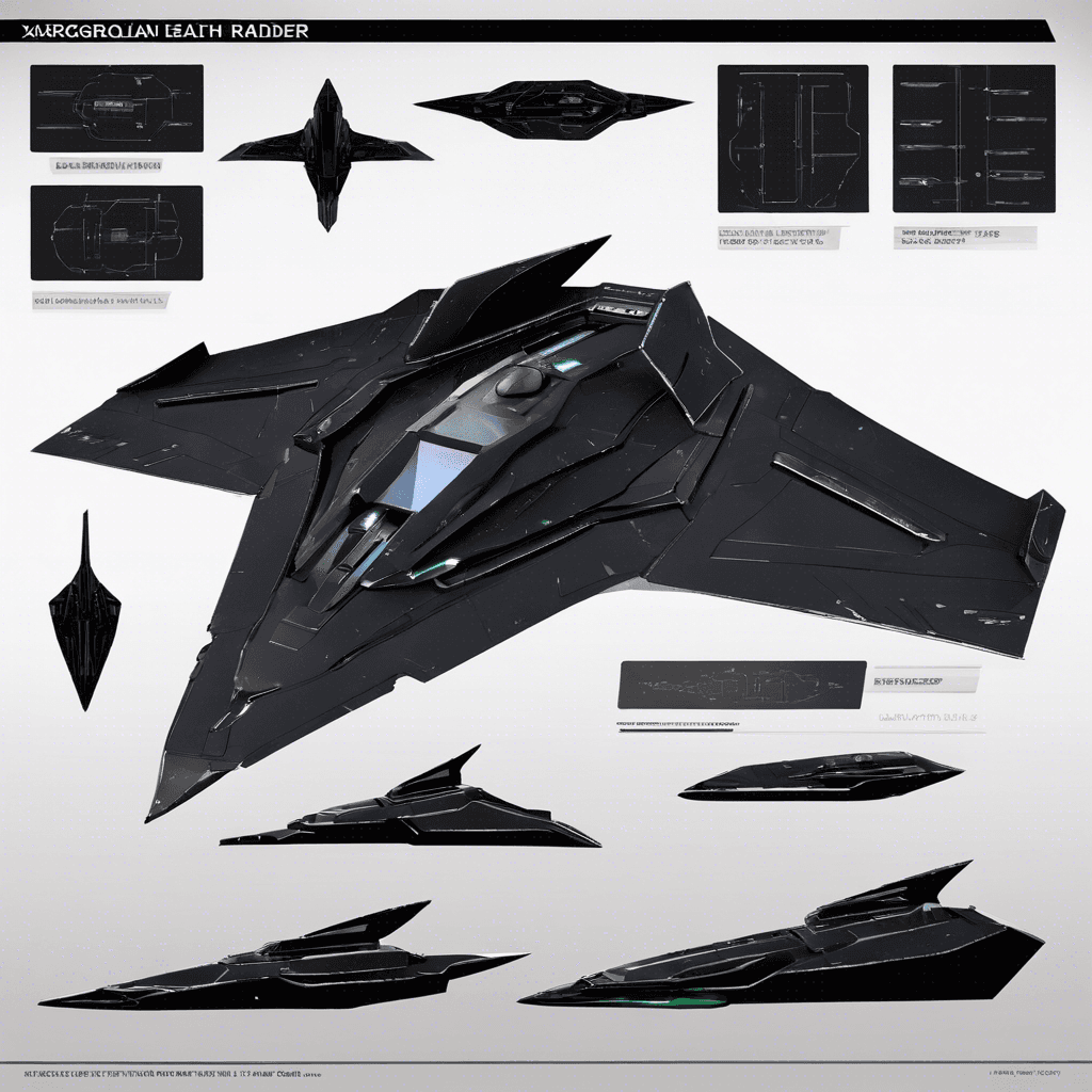 A sleek, all-black spacecraft with sharp angles and an almost imperceptible silhouette, the Xarglorian Stealth Raider is designed to blend with the dark expanse of space. Its hull is adorned with reactive camouflage plating.