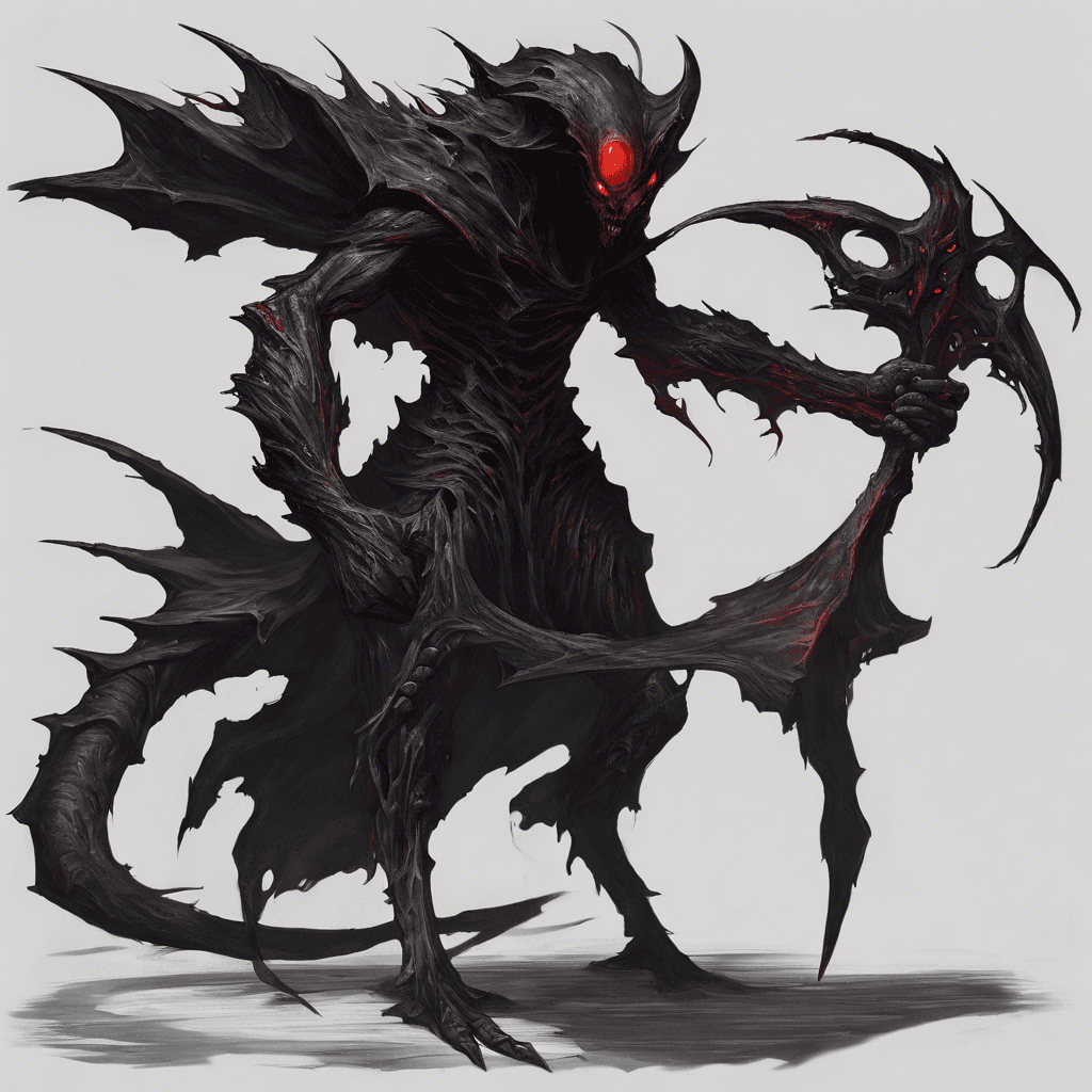 The Void Shade is a menacing entity born from the shadows of the deserts of Krynn. Its form is shrouded in darkness, with glowing red eyes that pierce through the blackness. It moves swiftly and silently, striking fear into the hearts of those who dare to face it.