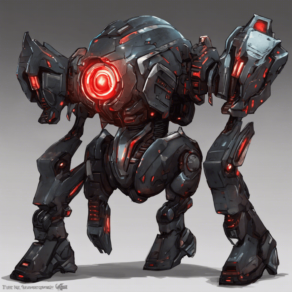 The Xenon Scavenger is a robotic enemy with a sleek metallic body, equipped with multiple appendages for scavenging resources. Its glowing red sensors scan the area for potential threats, ready to defend itself at a moment's notice.