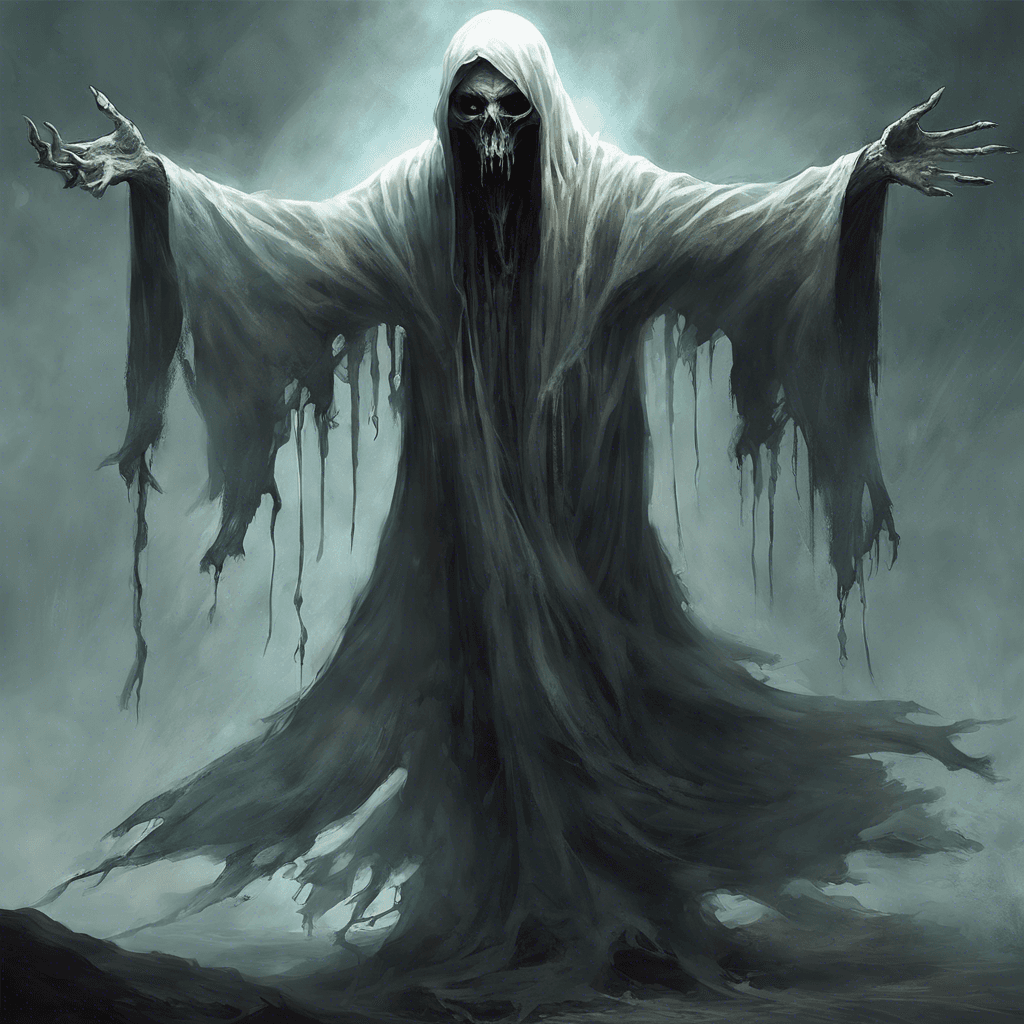 The Spectral Wailer is a tormented spirit clad in tattered, ethereal robes. Its face is twisted in eternal agony, with empty eye sockets emanating a ghastly light. It emits a bone-chilling wail that freezes the air around it, sending shivers down the spine of anyone who hears it.