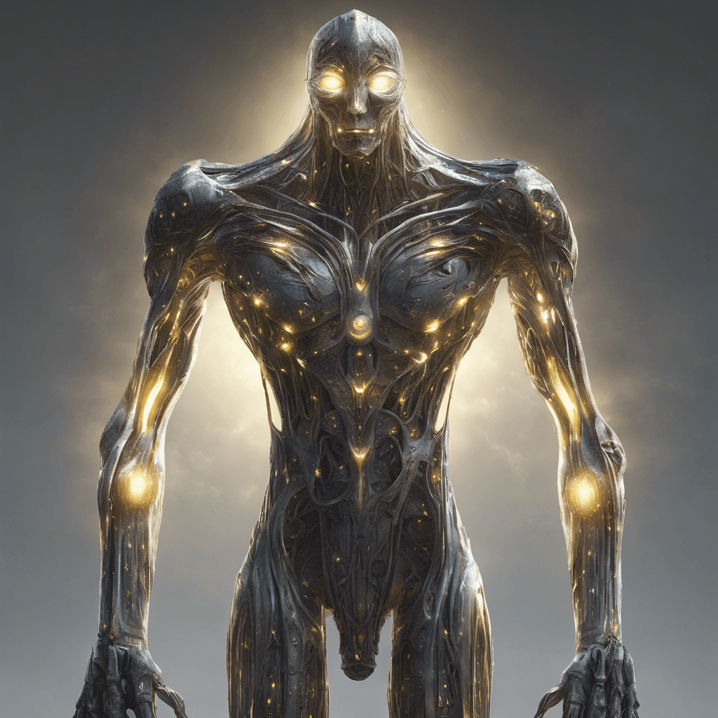 A towering figure with a shimmering, translucent body that appears to phase in and out of reality. It has three glowing eyes arranged in a vertical line on its face, and its arms terminate in shifting, energy-wrought appendages.