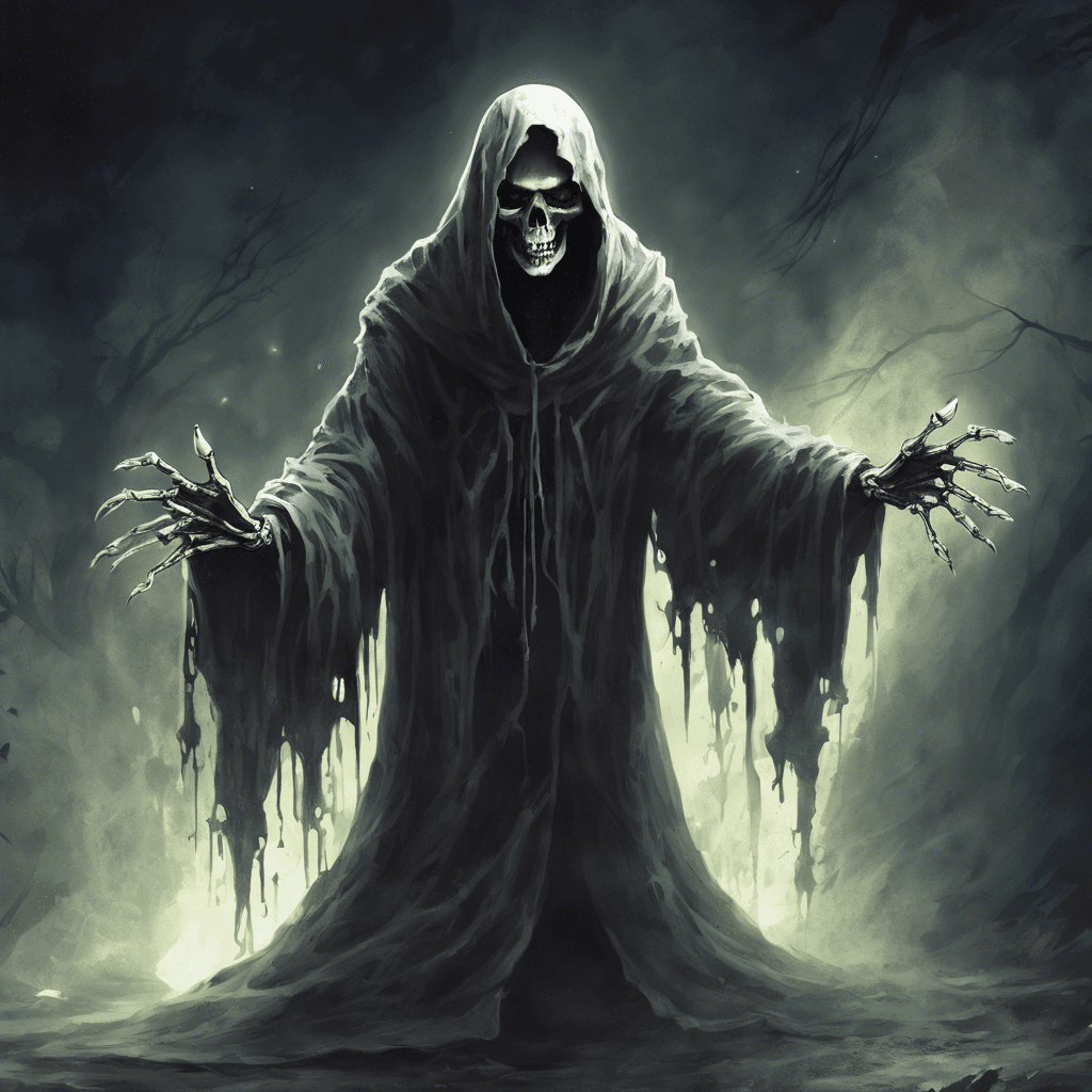 The Specter of the Forgotten appears as a shadowy figure with tattered robes, haunting eyes that glow eerily in the dark, and long, skeletal fingers reaching out towards its victims. It emits a bone-chilling wail that freezes the blood of those who hear it.