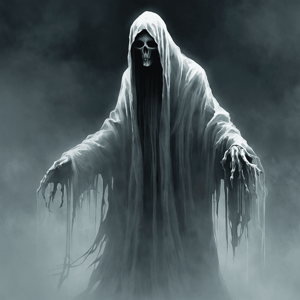 The Whispering Spectre is a ghostly figure draped in tattered robes, with hollow eye sockets emitting a haunting light. It floats towards you, emitting eerie whispers that send shivers down your spine. Its presence chills the air around you, making it difficult to move.