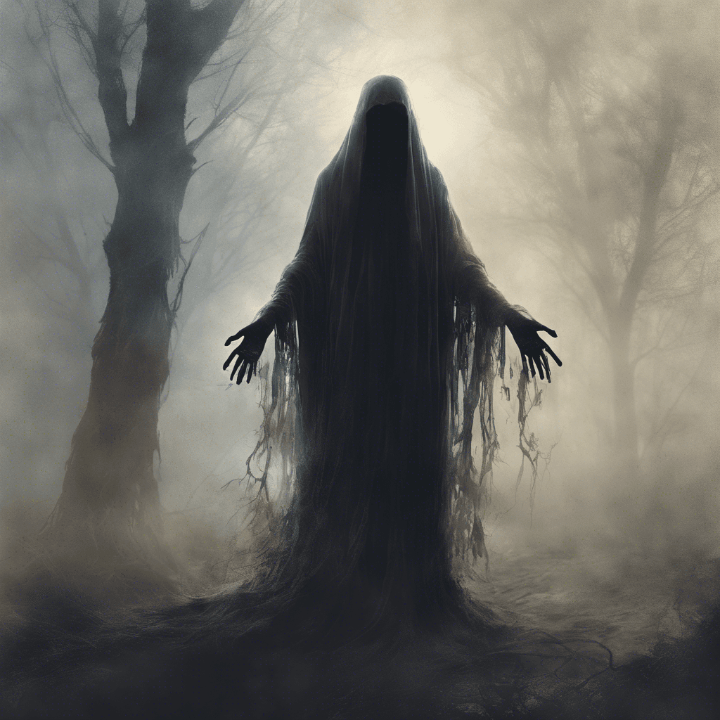 The Spectral Apparition is a ghostly figure that appears as a shimmering silhouette, with tattered remnants of clothing fluttering in an otherworldly breeze. Its eyes glow with a malevolent light, and its presence sends chills down your spine.