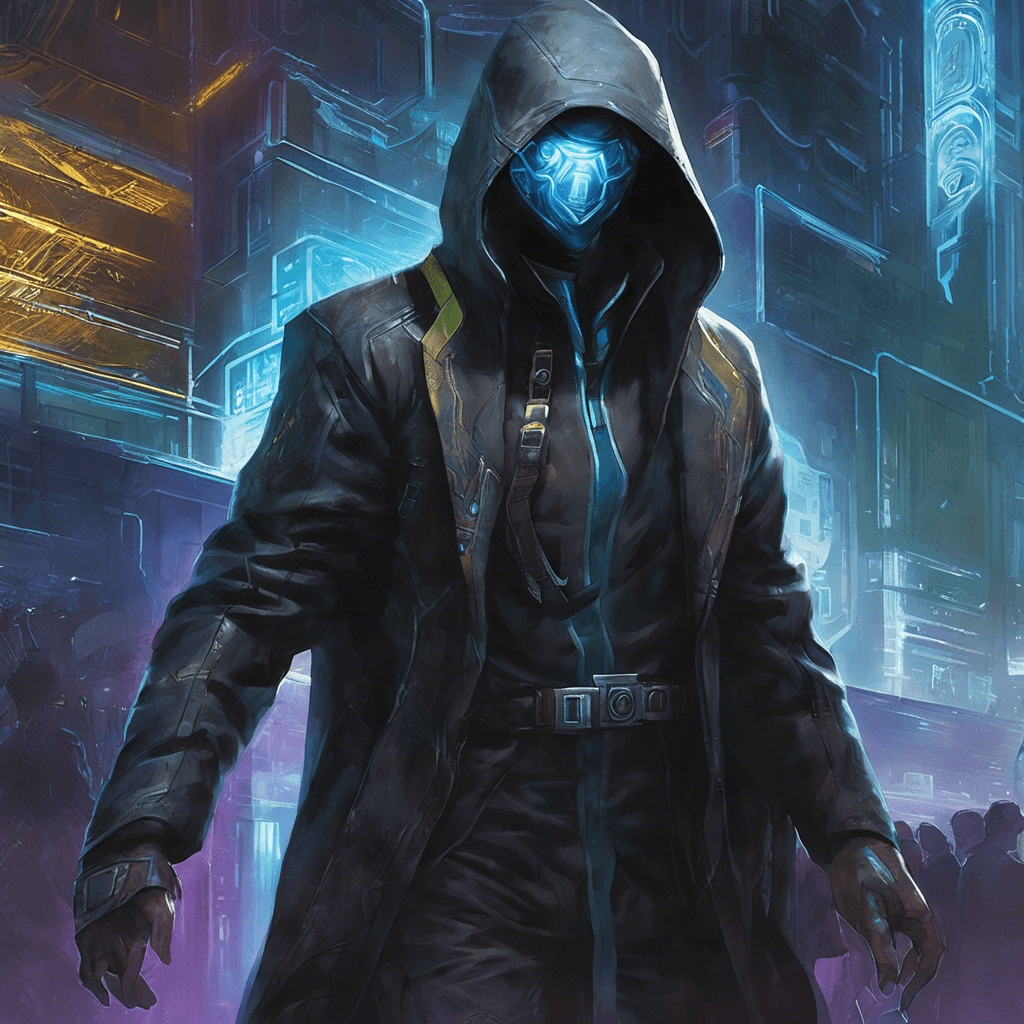 A sleek figure cloaked in shadows and neon light, the Netrunner Nighthawk is a master hacker who prowls the digital realm with lethal precision. Their cybernetic implants gleam in the darkness, enhancing their already formidable skills.