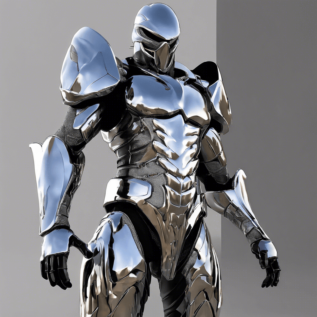 A tall and imposing figure, the Chrome Falcon is a mercenary decked out in sleek, reflective full-body armor that looks like liquid metal. Their face is concealed by an opaque, luminescent visor that shifts in color with each move.