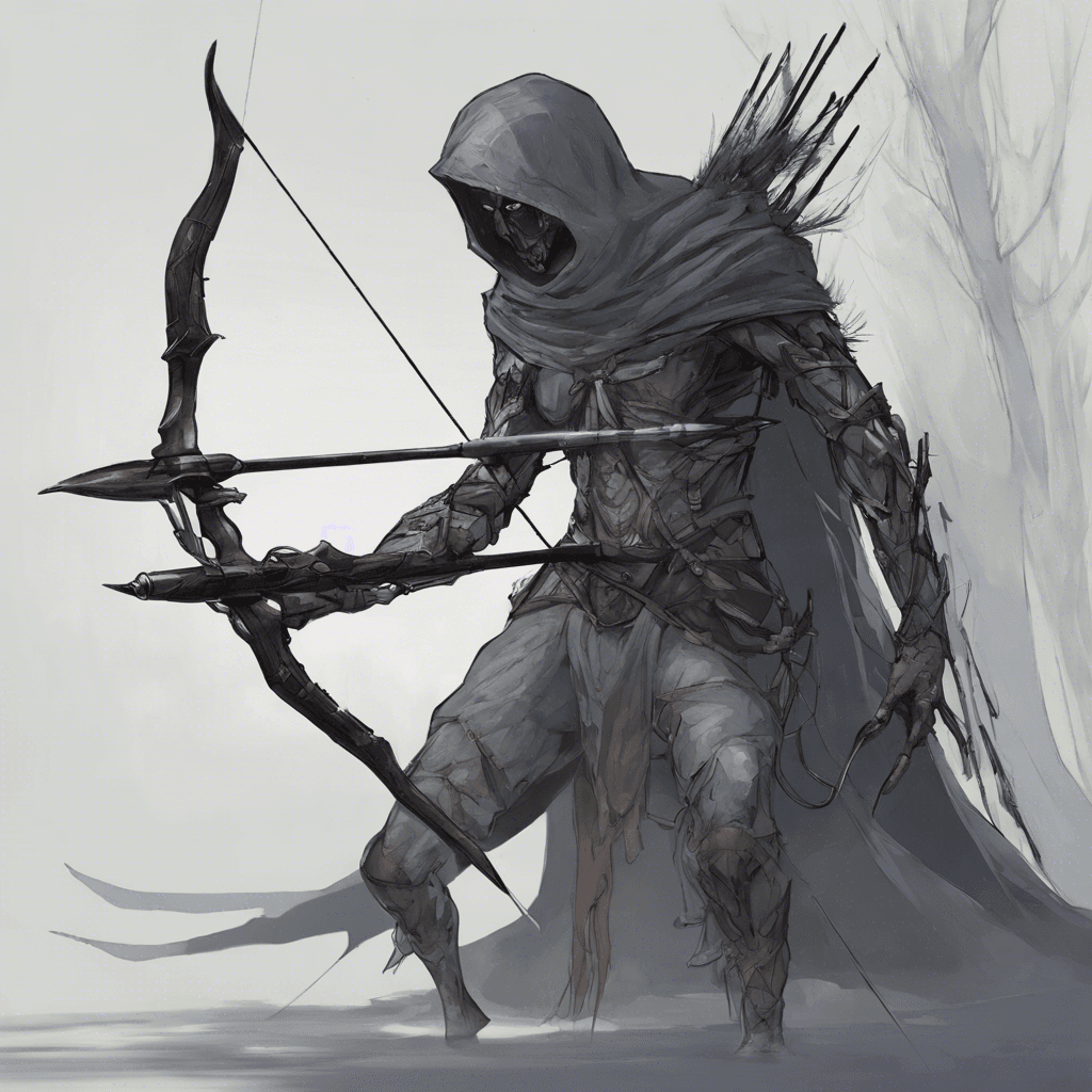 The Geistjäger is a spectral hunter armed with a ghostly bow and arrow. Its transparent form makes it difficult to track as it glides silently through the shadows, hunting its prey with deadly accuracy.