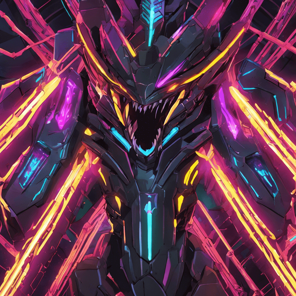 An amalgam of jagged steel and neon wires, the Byte Viper slithers through data streams, its razor-sharp fangs dripping with lethal code.