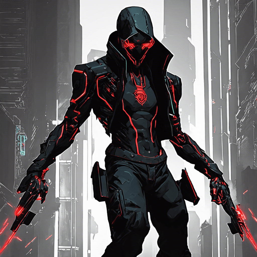 The Neon Shadow Assassin is a sleek, augmented humanoid figure cloaked in shadows and neon lights. Its cybernetic enhancements give it enhanced agility and stealth capabilities, making it a formidable foe in the dark alleys of the cyberpunk city. Its glowing red eyes pierce through the darkness, signaling its deadly intent.