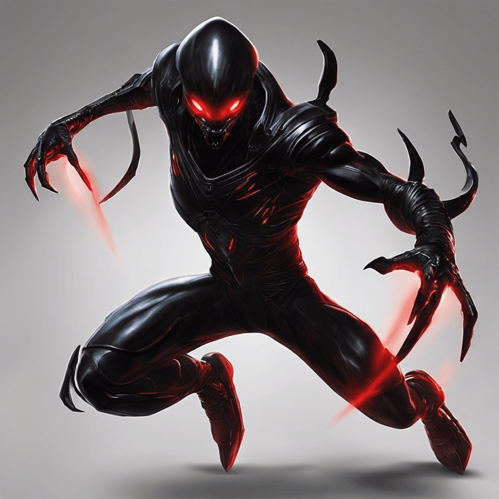 The Xenon Shadow is a stealthy alien assassin with jet black skin that blends seamlessly into the shadows. Its eyes glow a piercing red, giving it an eerie and intimidating appearance. Armed with razor-sharp claws and advanced technology, it moves with deadly precision.