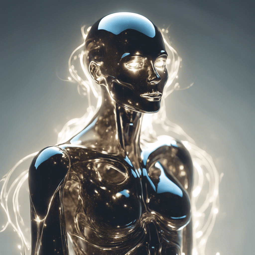 A shimmering humanoid figure, nearly transparent and glowing with an eerie light. It moves with impossible fluidity, as if not entirely bound by the laws of physics.