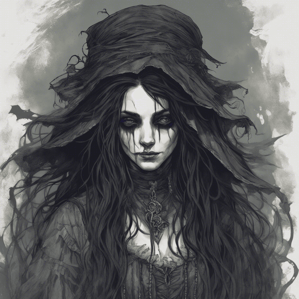 The Wraith of Lady Ravenwood is a ghostly figure dressed in tattered Victorian clothing, with long, flowing dark hair that seems to be made of shadow. Her eyes glow with an otherworldly light, and her spectral form exudes a sense of malevolence and despair.