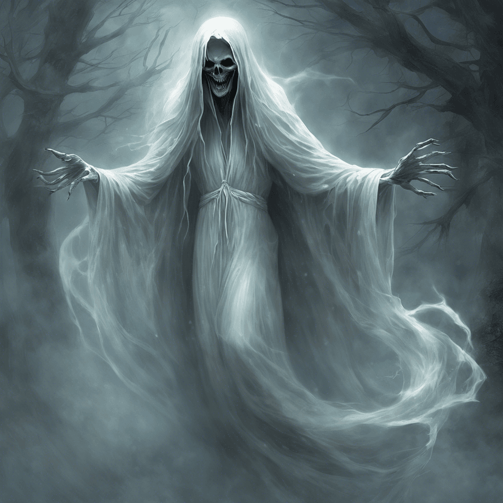 The Spectral Banshee is a ghostly figure with flowing white robes and pale, translucent skin. Its eyes are hollow voids that seem to pierce through your soul, and its wailing cry sends shivers down your spine. It hovers just above the ground, emanating an icy chill that freezes the air around it.