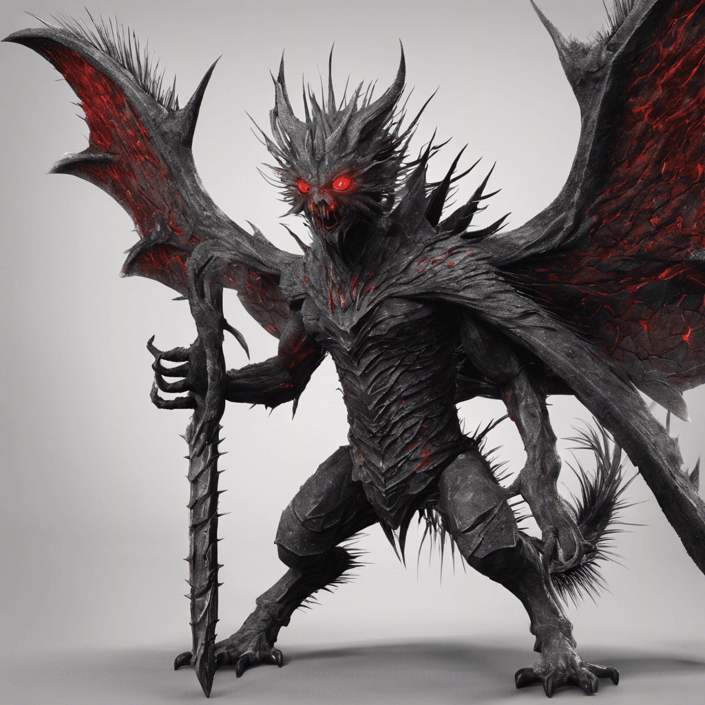 A stone figure with spiny wings and cruel red eyes, brought to life by dark magic, poised to strike with razor-sharp talons and a swirling tail.