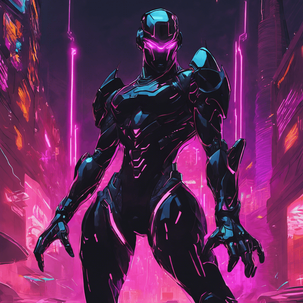 A sleek figure clad in black cybernetic armor, their body pulsing with neon circuitry. Their eyes glow with malicious intent, capable of hacking into any system with a mere glance. The Cybernetic Saboteur moves with uncanny precision, leaving destruction in their wake.