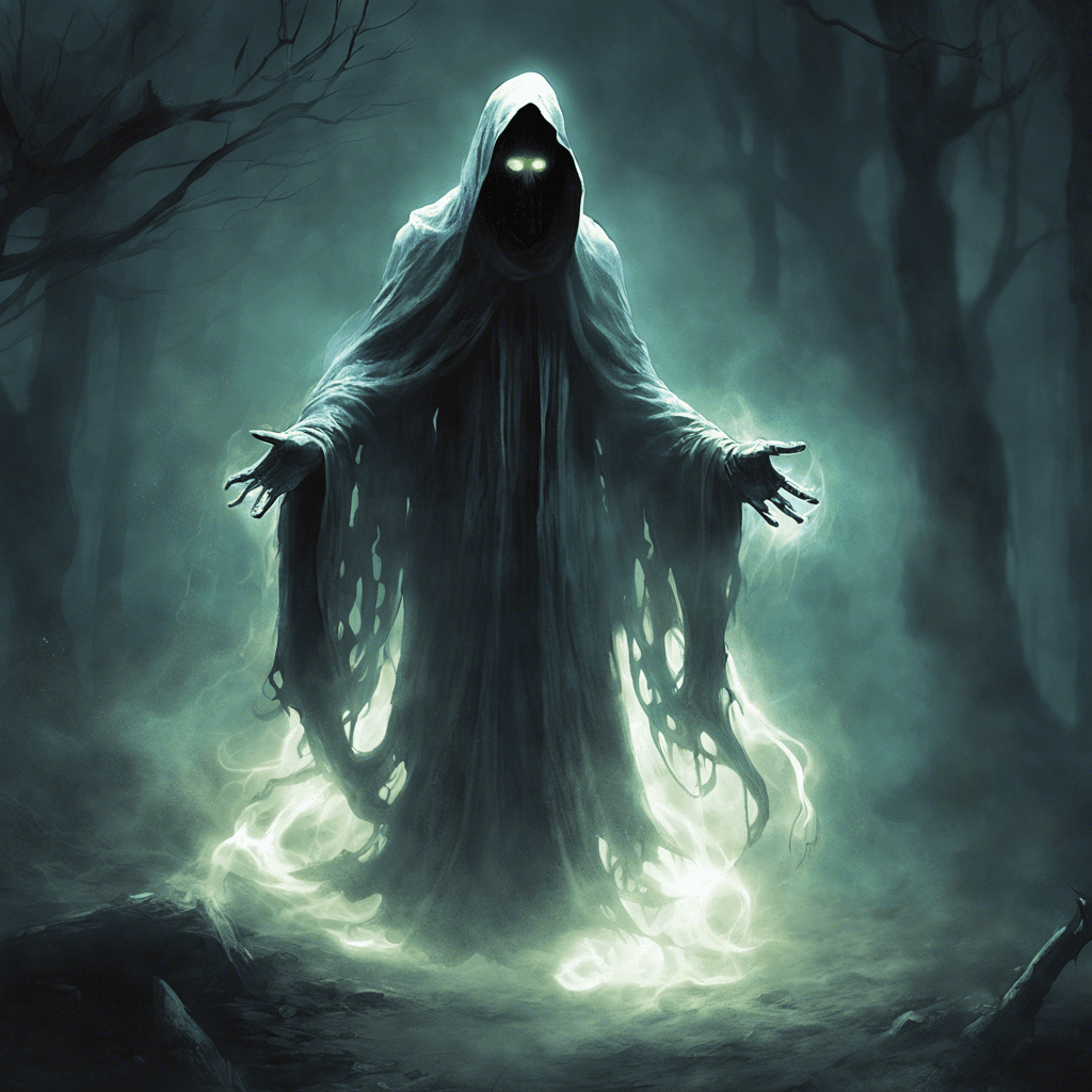 The Phantom Seeker is a spectral being cloaked in tattered robes, with glowing eyes that pierce through the darkness. It emits a chilling aura that freezes the air around it, causing a sense of dread and unease to wash over anyone in its presence. Its ghostly form hovers just above the ground, moving silently and with purpose.