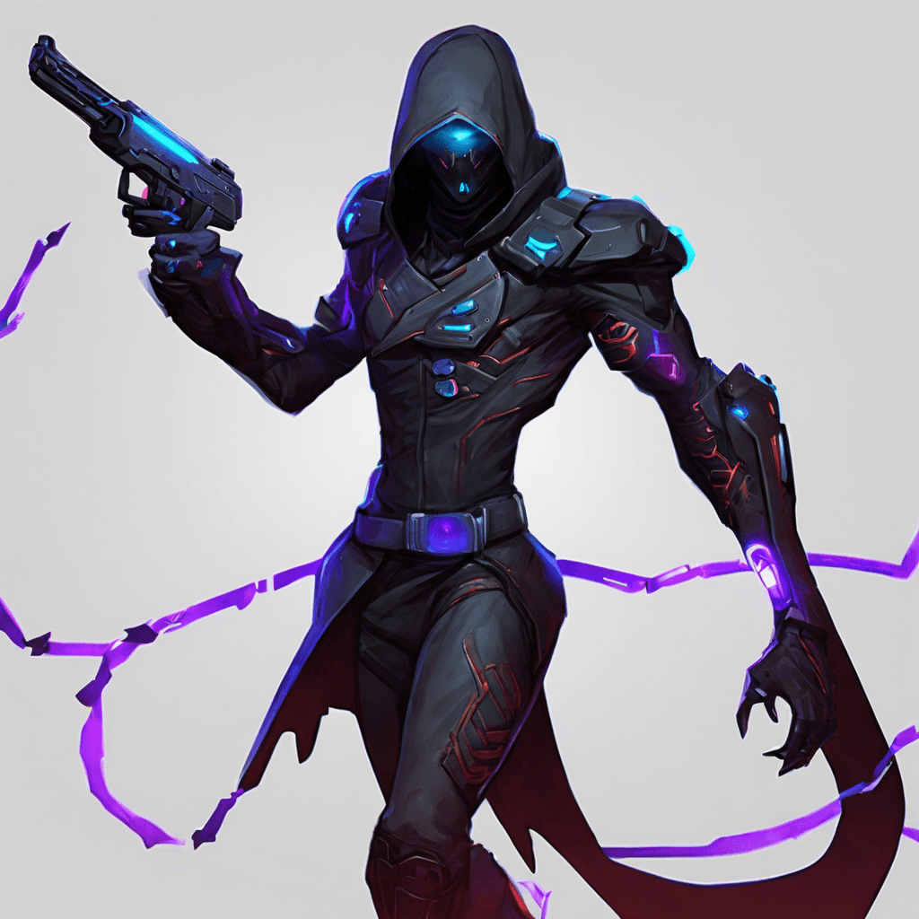 The Shadow Tech Assassin is a sleek, cybernetically enhanced mercenary cloaked in darkness. Their cybernetic implants give them enhanced speed and agility, making them deadly in close combat. Their glowing neon eyes pierce through the darkness, signaling their lethal intent.