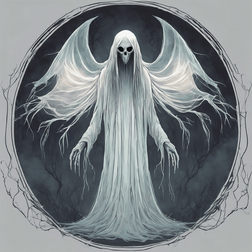 A spectral entity that appears as a pale, translucent figure with glowing eyes and wispy tendrils extending from its body. The Wraith emanates an aura of cold that chills the air around it, and its mere presence invokes a sense of dread and despair in those who behold it.