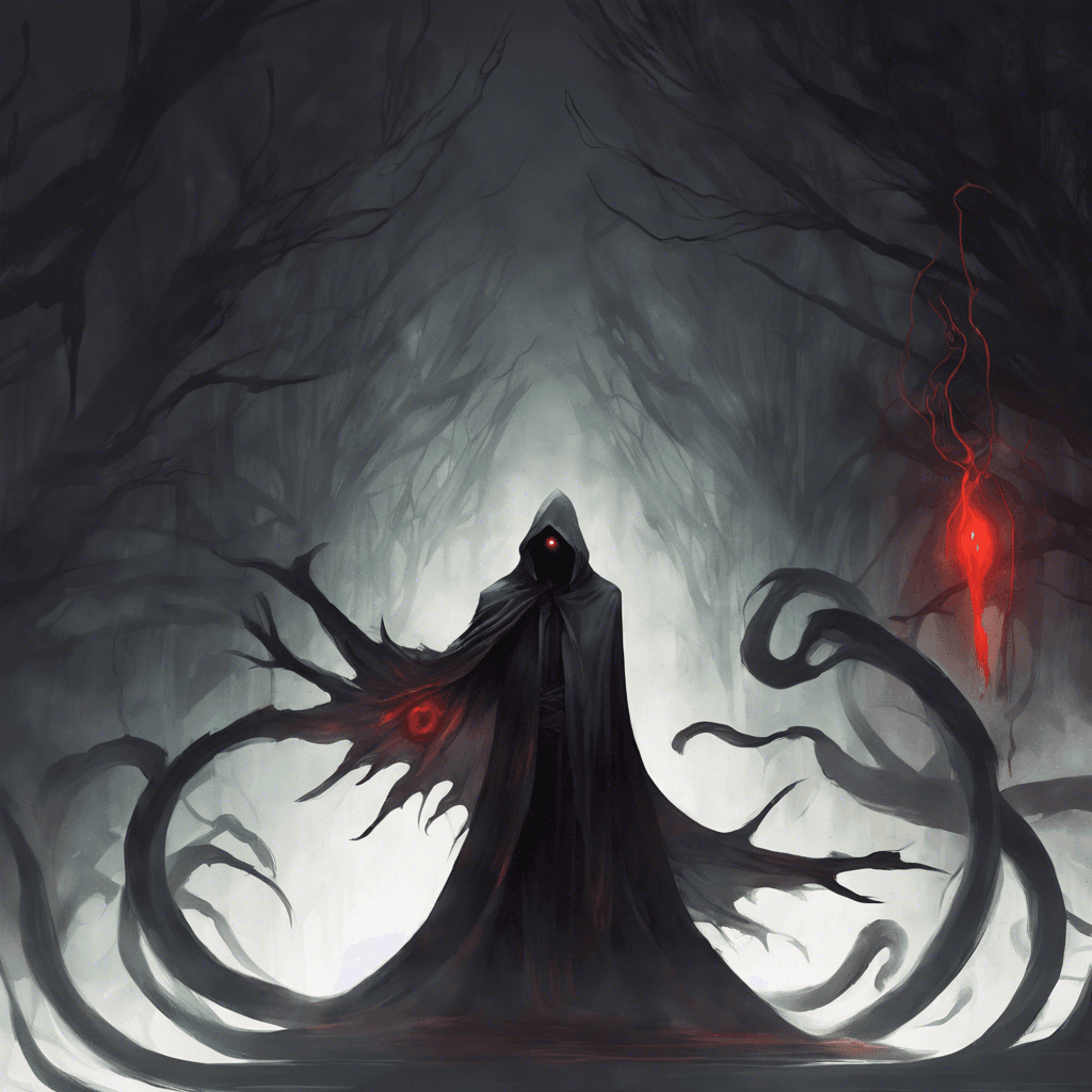 A shadowy figure with glaring red eyes, cloaked in dark ether, exuding an aura of malice and chill. It has elongated claws and moves with a ghostly, silent grace.