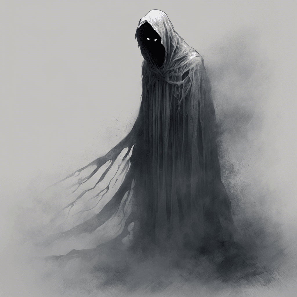 The Specter of Whispers is a ghostly figure draped in tattered robes, its face obscured by shadows. It emits an eerie sound akin to whispers that send a chill down the spine of anyone who hears it. Its presence causes the temperature to drop significantly, leaving a frosty mist in the air.