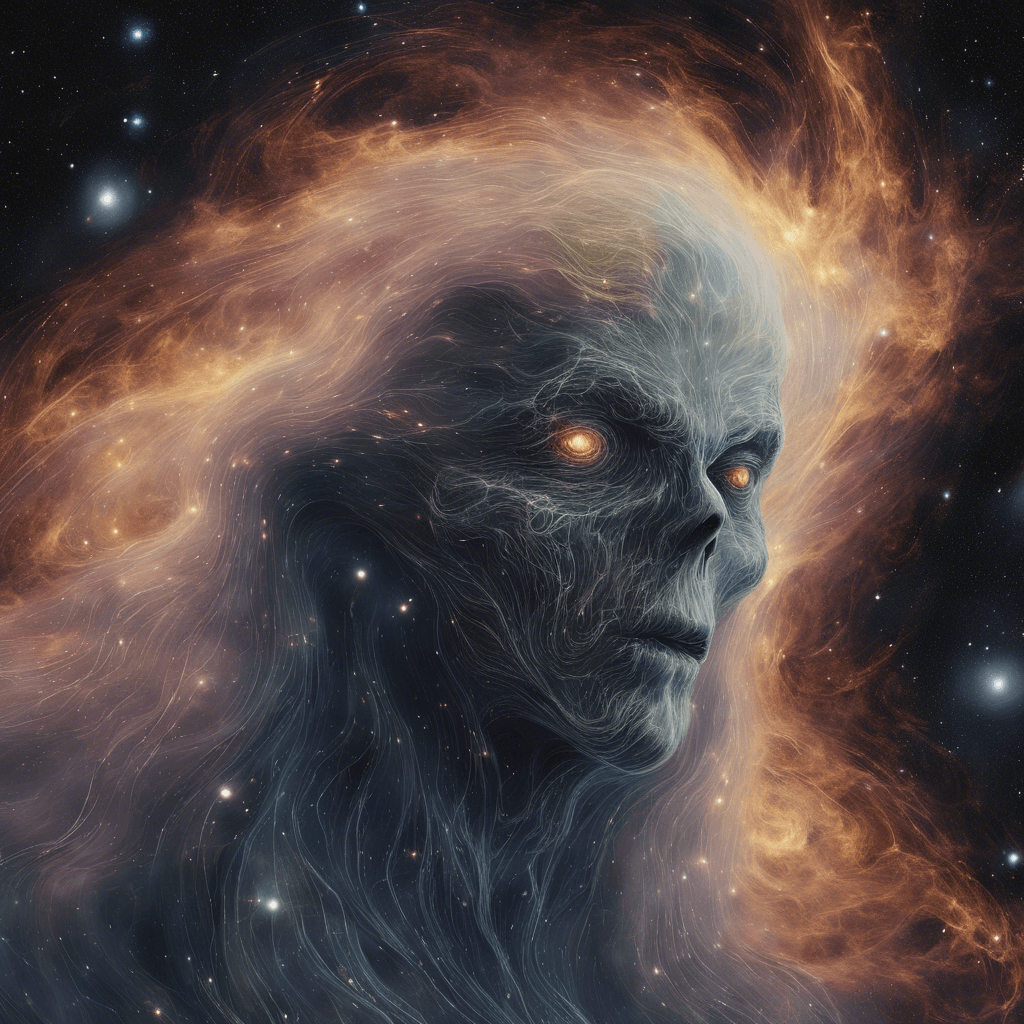 A swirling mass of dark energy and stardust, the Stellar Wraith manifests as a ghostly apparition with glowing, malevolent eyes. Its form shifts continuously, like a nebula caught in a storm, tendrils of cosmic matter whipping around.