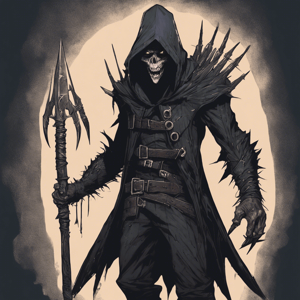 A slender figure cloaked in dark leathers, Grimtooth has eyes that glint like knives. His fingers are tipped with claws and from his back protrude several quivers filled with poison-tipped arrows.