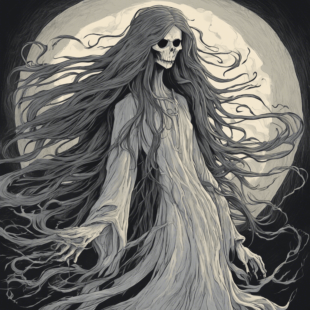 The Banshee is a ghostly figure with long, flowing hair and a haunting wail that chills the bones of those who hear it. Its presence is accompanied by a sense of dread and impending doom, and its eyes glow with an otherworldly light.