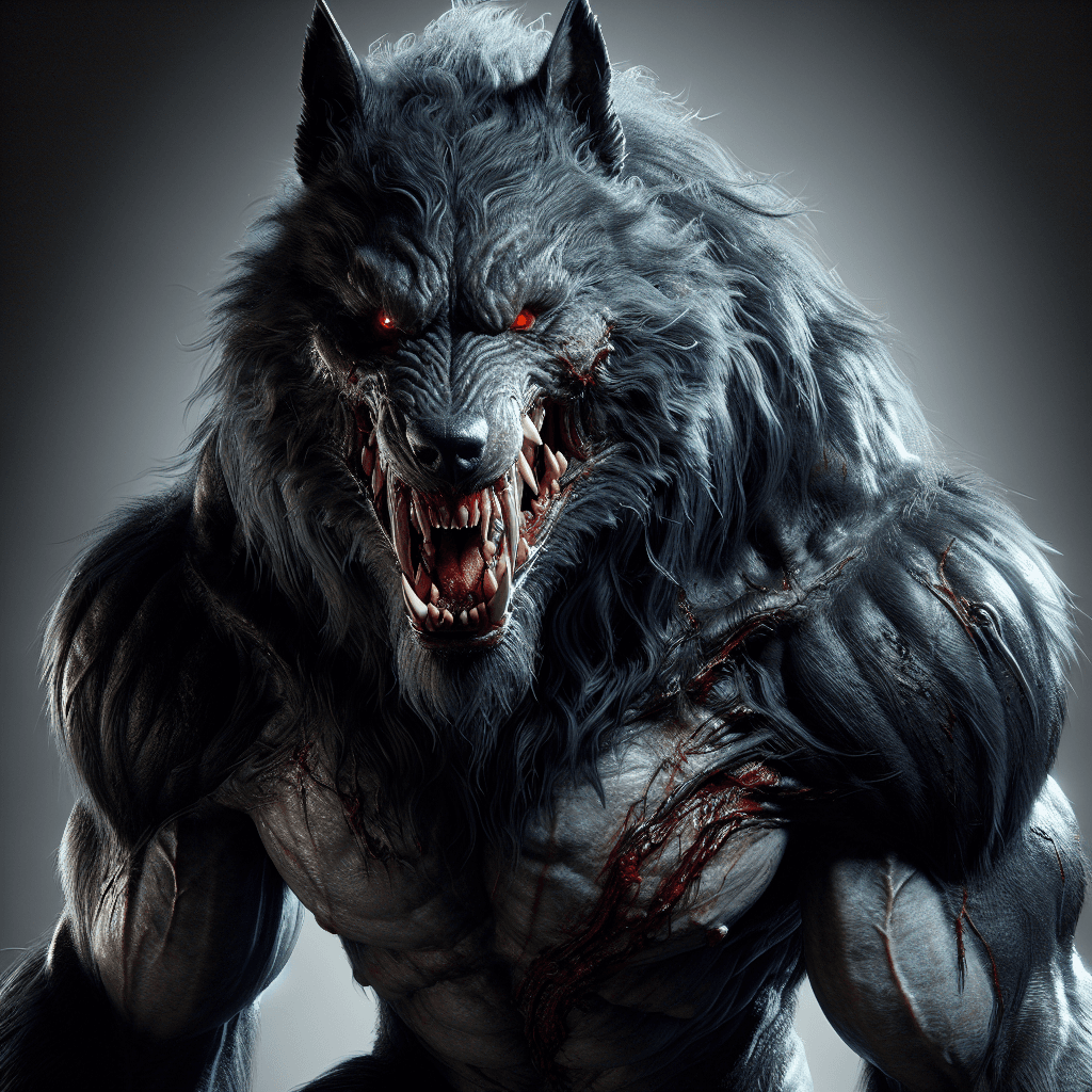 A large, ferocious worg stands snarling before you, its black fur matted with the blood of previous hunts and eyes glowing a malevolent red. Its mighty jaws snap with anticipation, and its muscular form is tensed, ready to pounce.