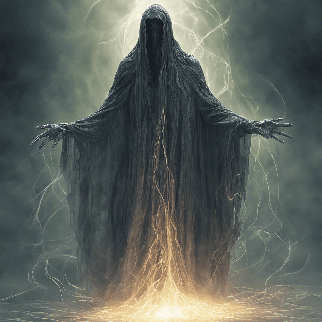 The Temporal Wraith appears as a shimmering figure, constantly shifting and flickering in and out of existence. Its body seems to be made of pure energy, with tendrils of temporal distortion trailing behind it. The mere presence of this entity warps the fabric of spacetime, making it a formidable foe to face.