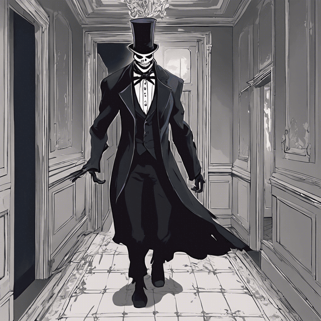 The Phantom Butler is a ghostly figure in tattered servant attire, with hollow eyes and a twisted grin. He floats silently through the corridors of the mansion, leaving a chill in his wake. Shadows seem to cling to him, darkening the air around him.