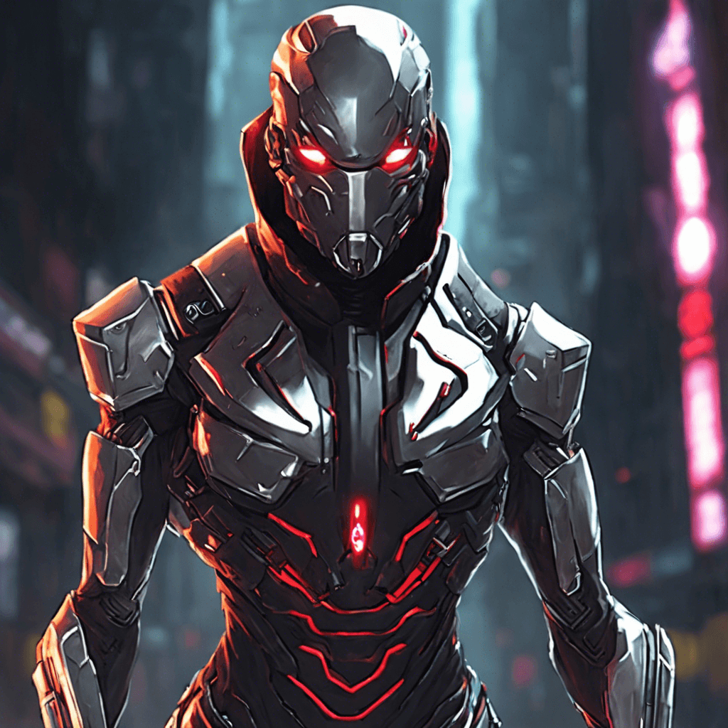 The Techno-Rogue is a cybernetically enhanced assassin with sleek, silver-plated armor that seamlessly integrates with their body. Their eyes glow with a menacing crimson light, and their movements are as swift as a shadow in the neon-lit streets of Neo-Kobol. They wield deadly blades and have hacking abilities that can turn your own implants against you.