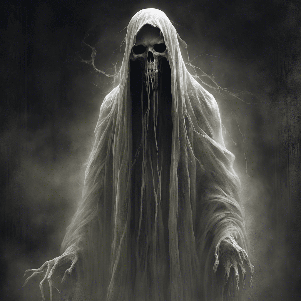 The Specter of the Forgotten is a ghostly figure clad in tattered robes, with ethereal wisps of hair floating around its ghostly visage. Its eyes glow with a malevolent light, and its presence fills the room with a bone-chilling cold. The Specter is believed to be the spirit of a long-forgotten soul seeking vengeance from beyond the grave.