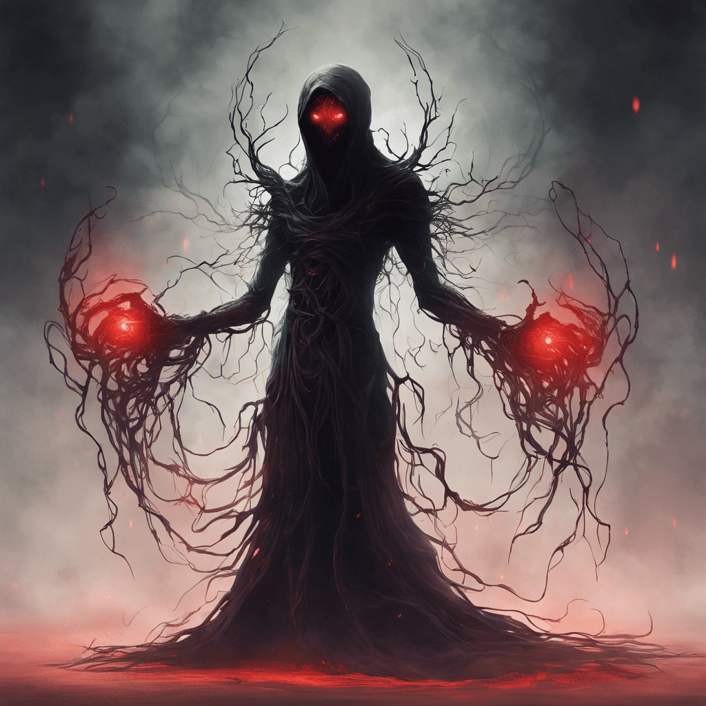 The Void Wraith is a shadowy figure with glowing red eyes and tendrils of darkness swirling around its form. It exudes an aura of cold emptiness, and its whispers send chills down your spine.