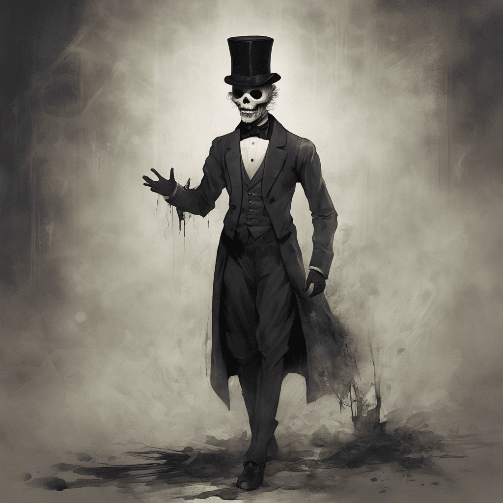 A translucent figure dressed in a tattered but once-elegant butler's uniform, with hollow eye sockets and a pale, ghastly face. Eerie whispers seem to emanate from its form, and its movements are followed by a faint, ghostly trail.