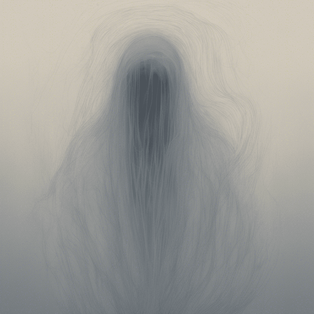 A wispy spectral figure, barely visible, with flickering contours that resemble a person. Its movements are slow and erratic, like a piece of cloth drifting underwater. The specter's eyes emit a faint glow, and its presence chills the air around it.