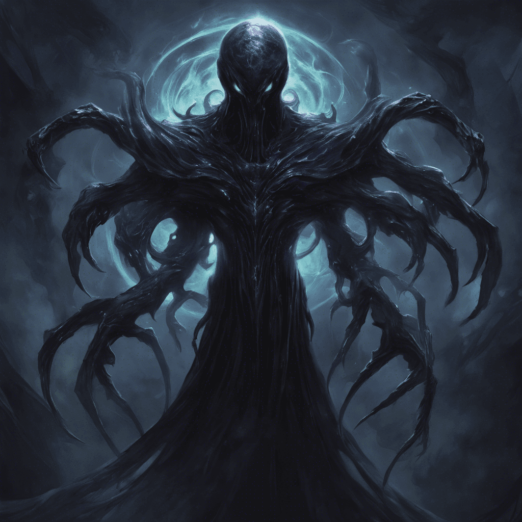 The Voidflayer is a sinister being from the darkest corners of space, its black, shadowy form seemingly shifting and twisting with every movement. It emanates an aura of cold, otherworldly power, its eyes glowing with a malevolent light that seems to pierce through the void itself.