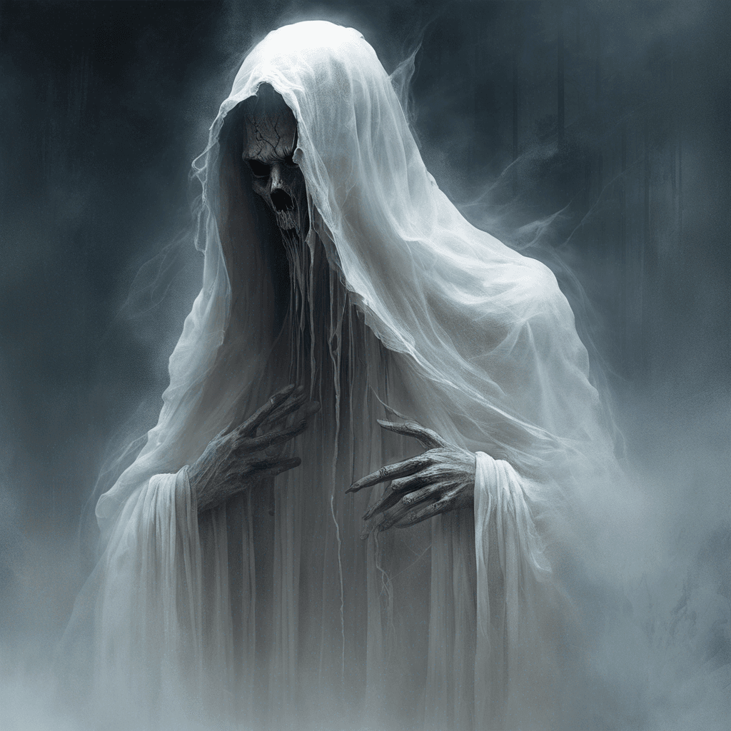 The Whispering Phantom is a spectral being clad in tattered white robes, its face obscured by a veil of ethereal mist. Its presence sends shivers down your spine, and its haunting whispers echo in the still night air.